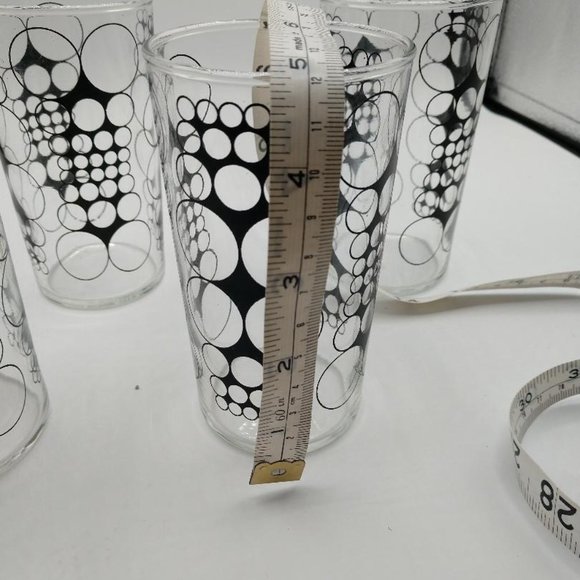 Mid Century Modern Clear w/Outlined Black Circles Libbey Juice Glass - Picture 7 of 8